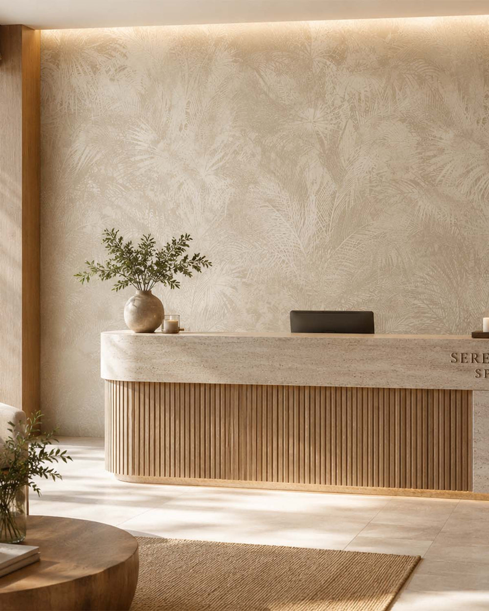 Pigeon Grey Luxe Areca Palm Leaf Mural M3085