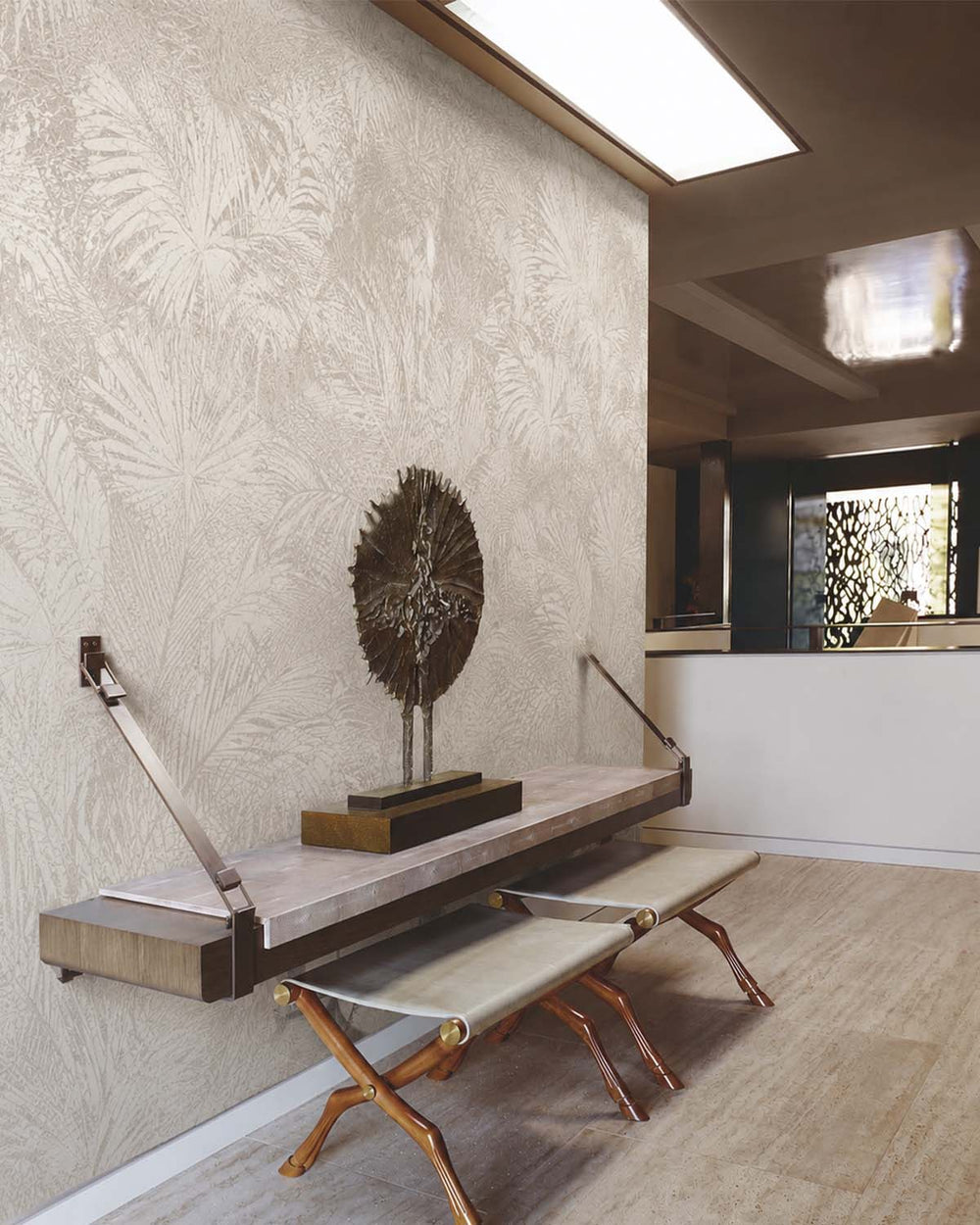 Foggy Day Luxe Areca Palm Leaf Mural M3086