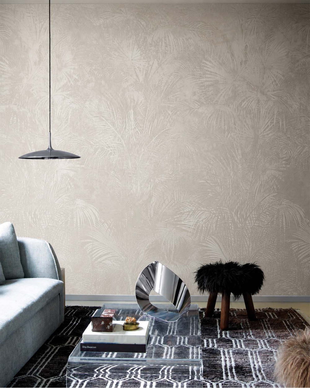 Foggy Day Luxe Areca Palm Leaf Mural M3086