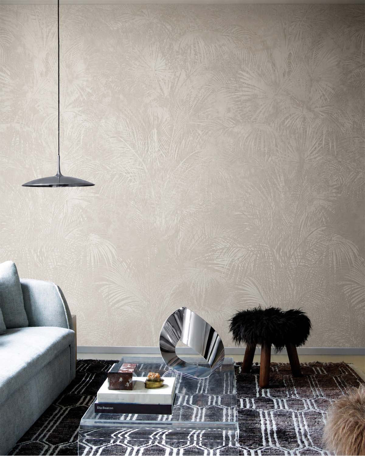 Foggy Day Luxe Areca Palm Leaf Mural M3086