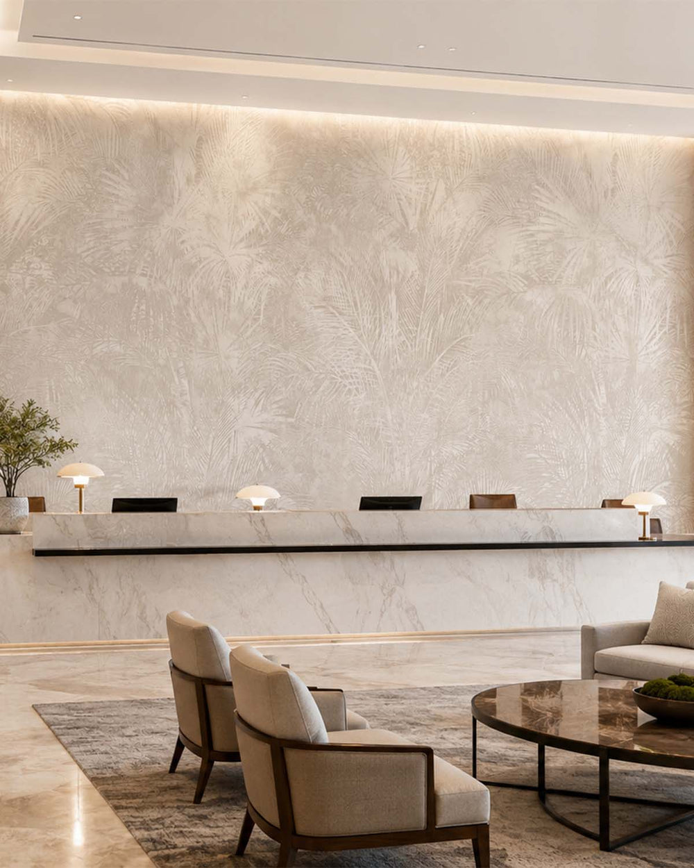 Foggy Day Luxe Areca Palm Leaf Mural M3086