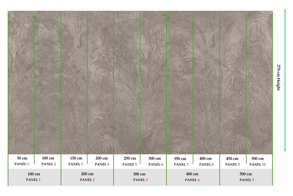 Vintage Khaki Luxe Areca Palm Leaf Mural M3087