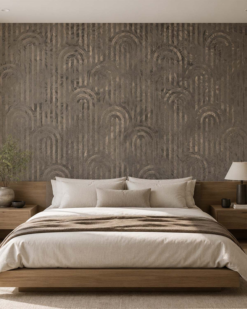 Brown Fox Modern Organic Art Deco Arch Mural M3089
