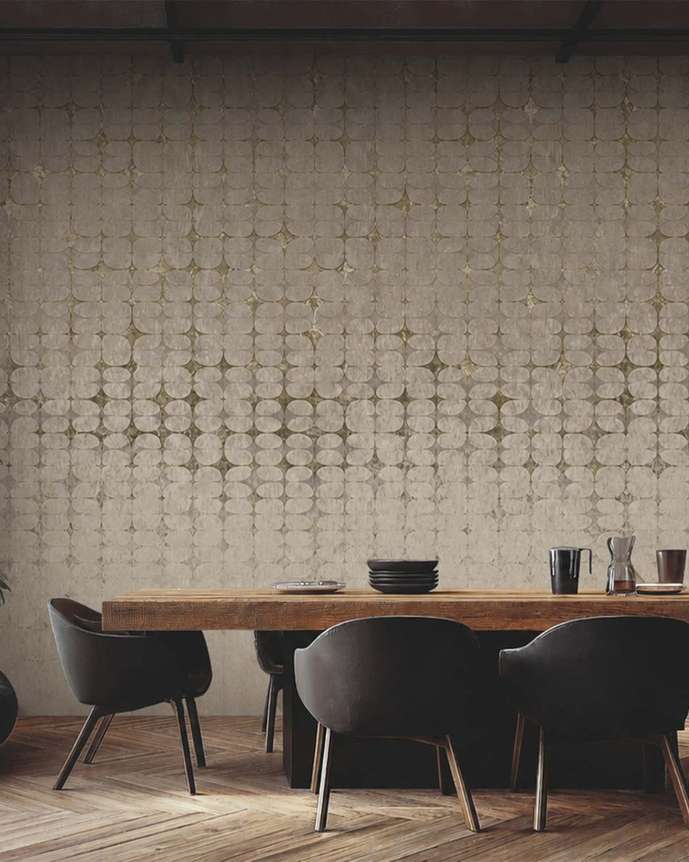 Nomad Gray Architectural Mesh Gradient Mural M3091