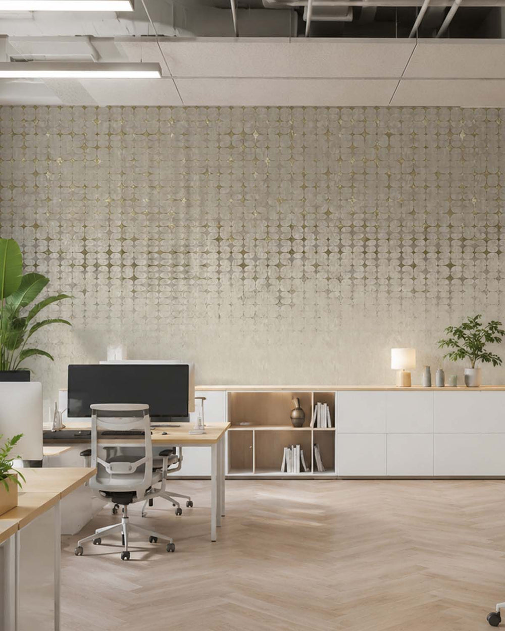 Nomad Gray Architectural Mesh Gradient Mural M3091