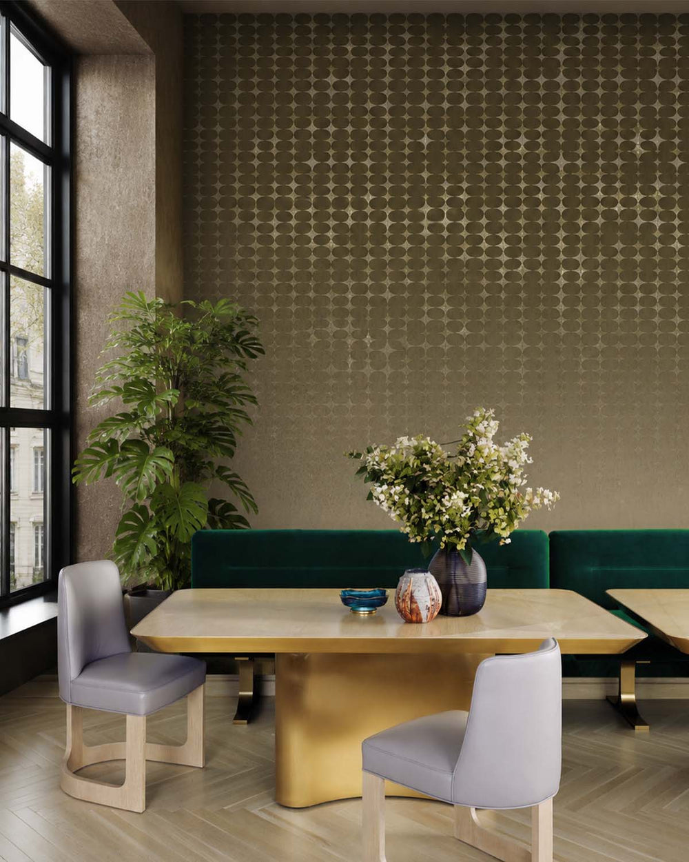 Rikan Brown Architectural Mesh Gradient Mural M3092