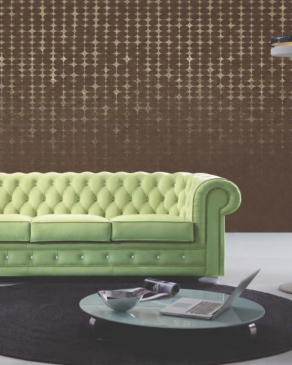 Caramelized Walnut Architectural Mesh Gradient Mural M3093