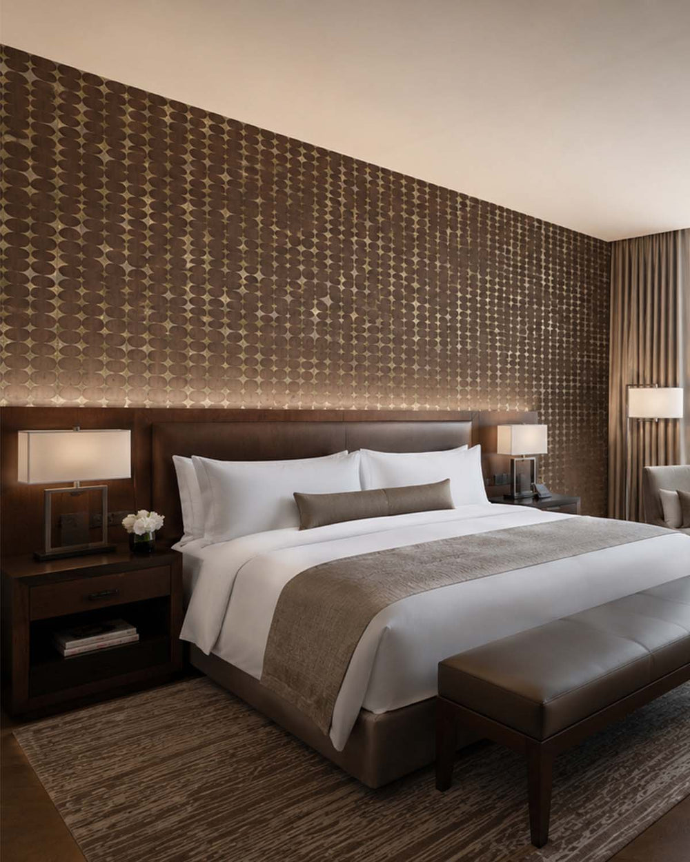Caramelized Walnut Architectural Mesh Gradient Mural M3093