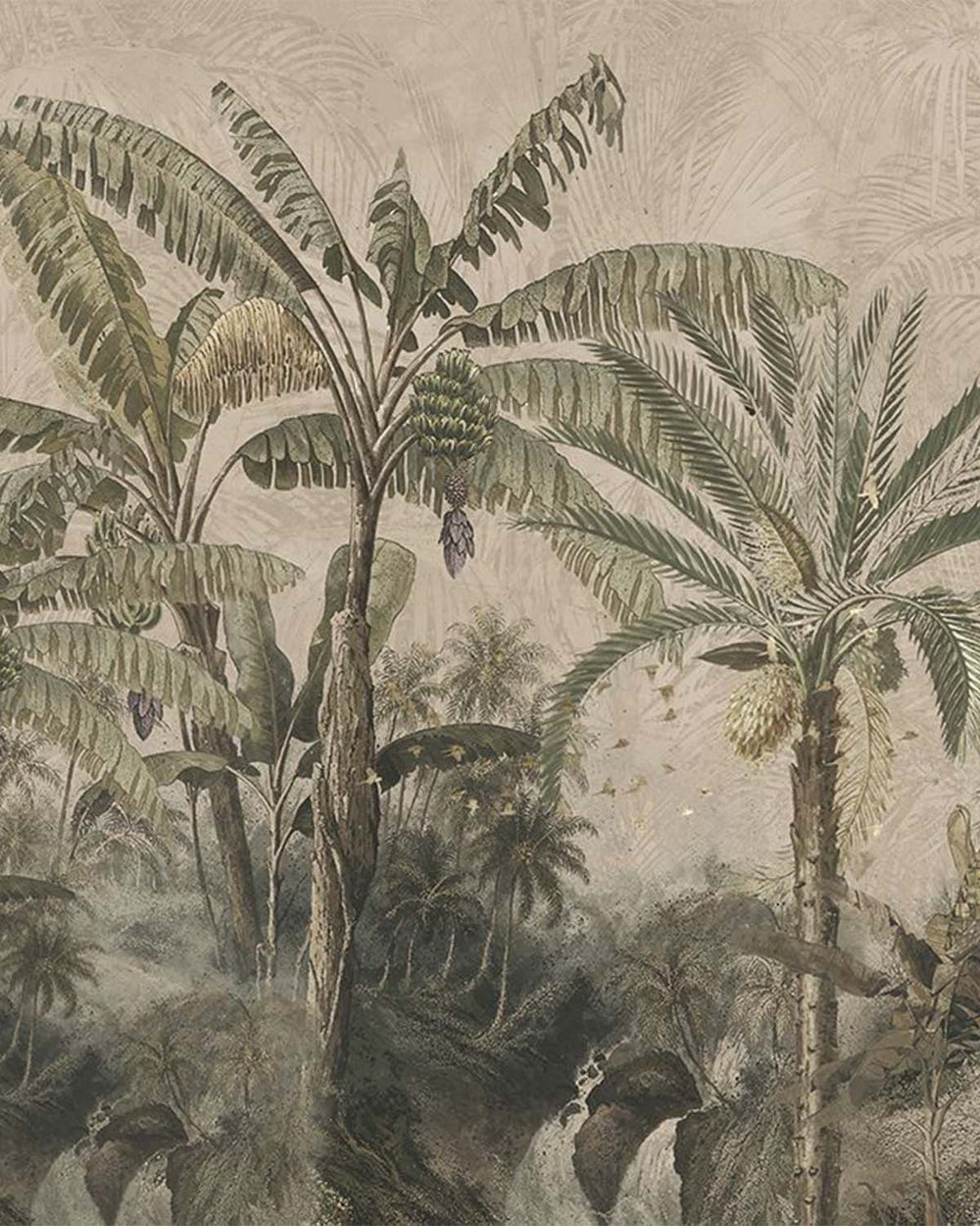 Ivy Green Antique Botanical Jungle Scene Mural M3094