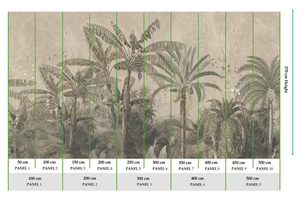 Ivy Green Antique Botanical Jungle Scene Mural M3094