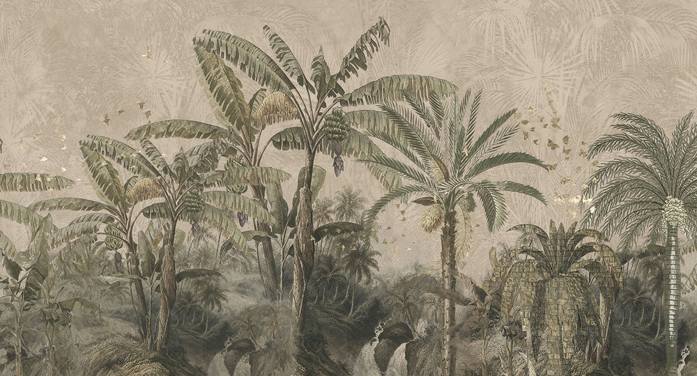 Ivy Green Antique Botanical Jungle Scene Mural M3094