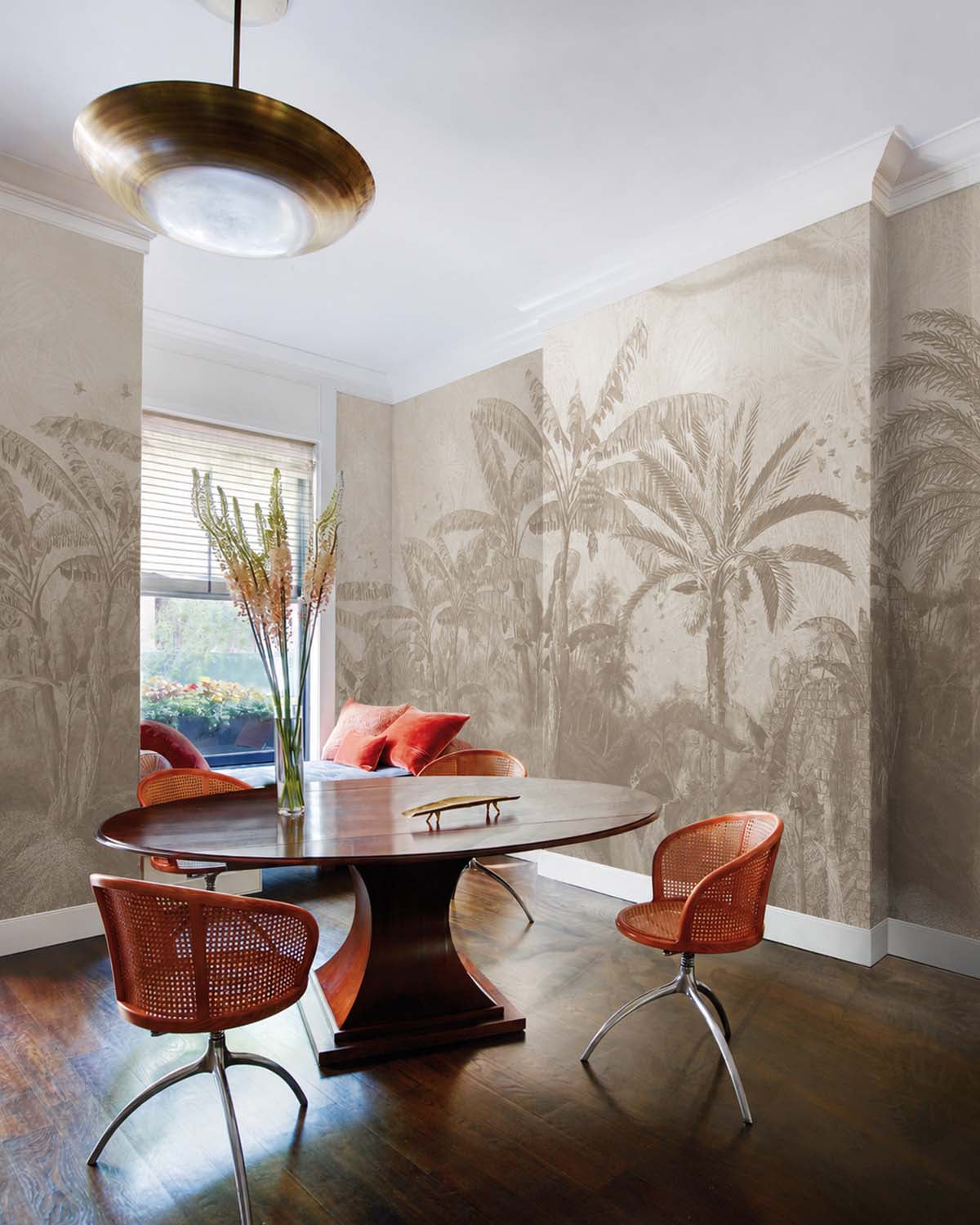 Oyster Grey Antique Botanical Jungle Scene Mural M3096