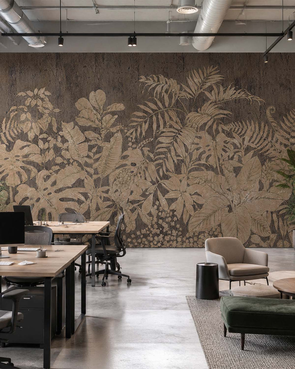 Brown Fox Safari Jungle Canopy Mural M3098