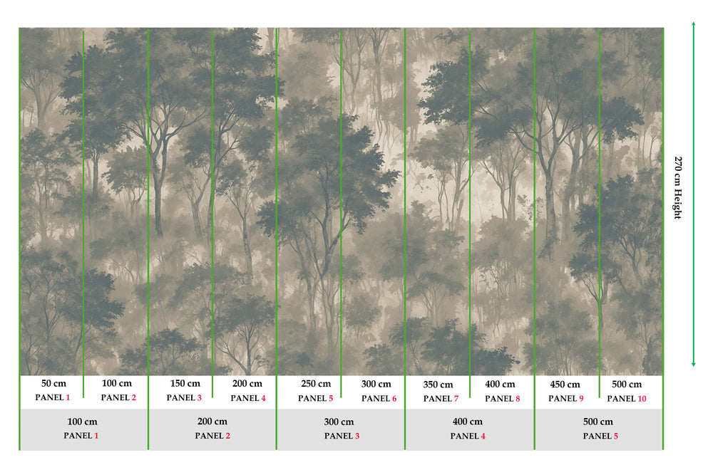Dawnstone Gray Serenity Forest Mural M3101