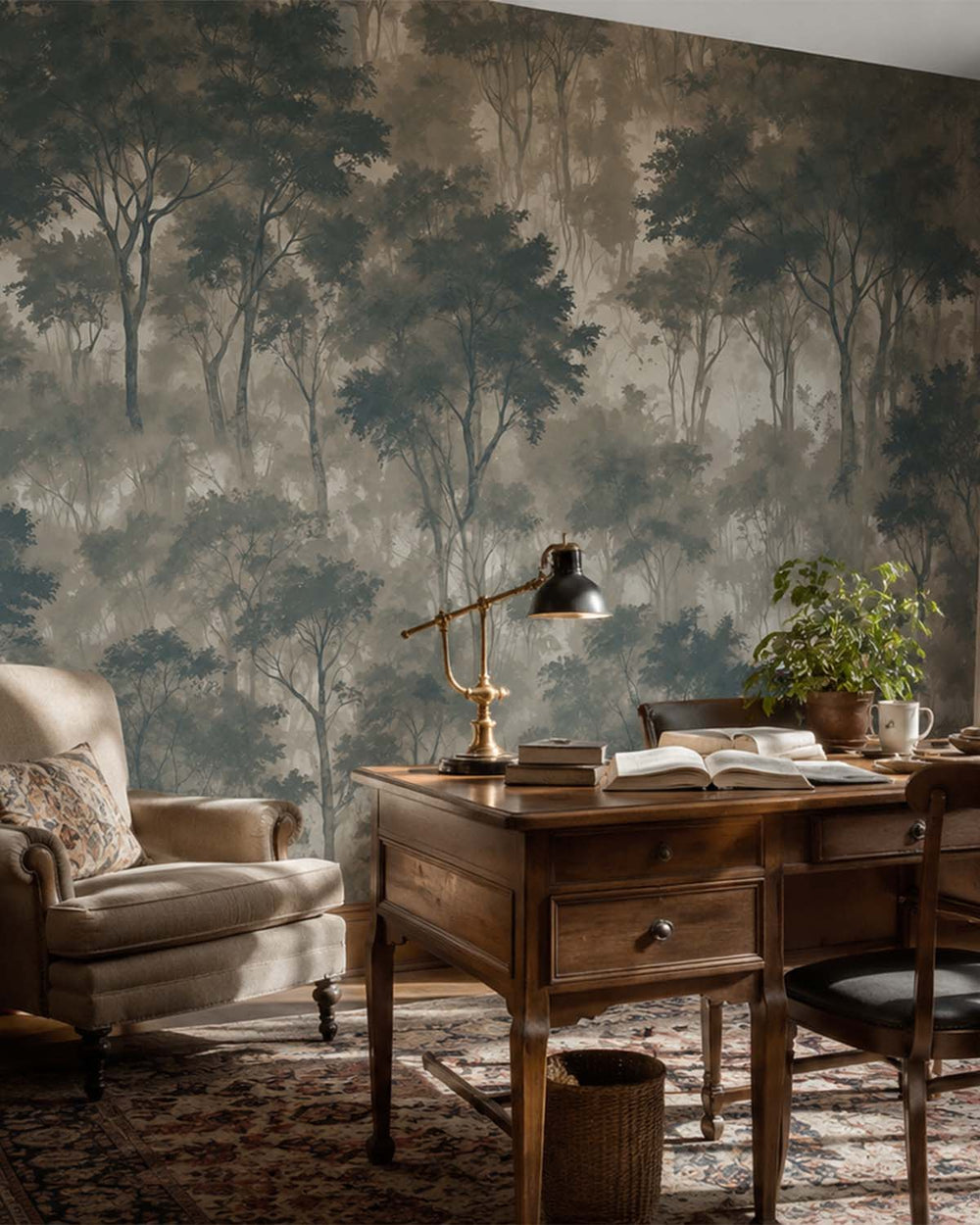 Dawnstone Gray Serenity Forest Mural M3101