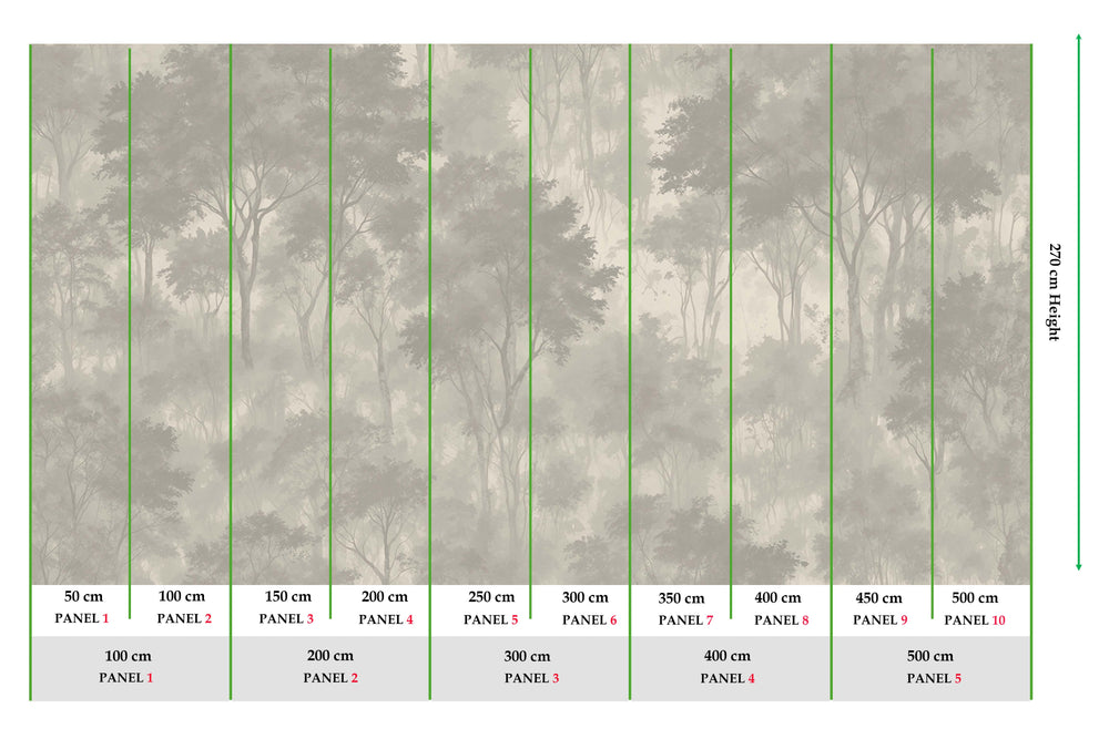 Smoky Day Serenity Forest Mural M3102