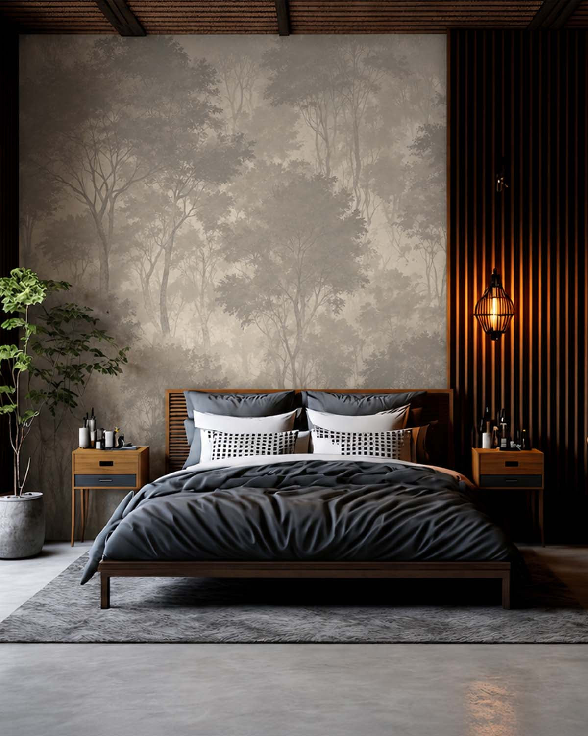 Smoky Day Serenity Forest Mural M3102