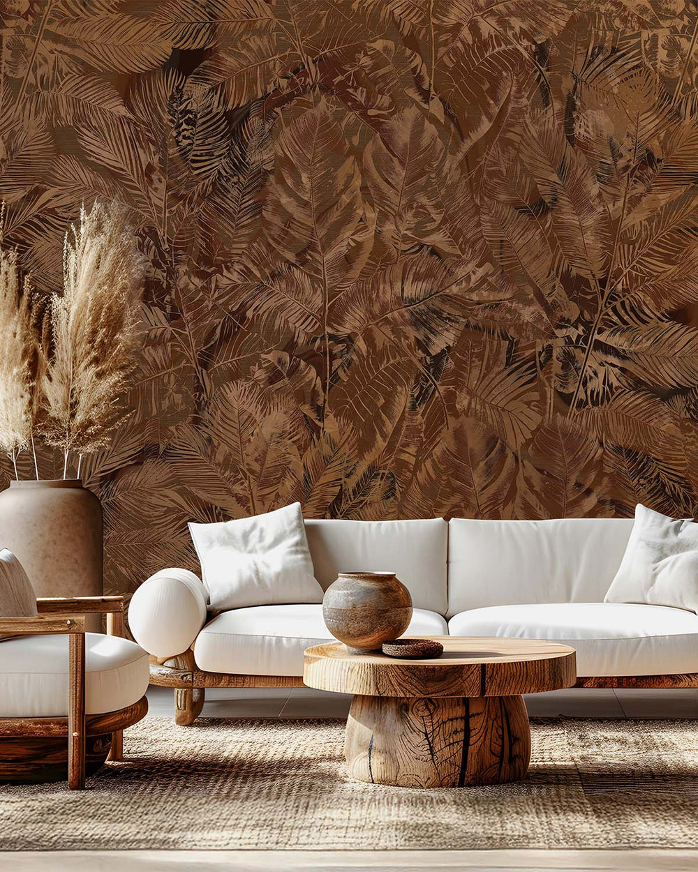 Loquat Brown Luxe Earthy Palm Abstract Mural M3103