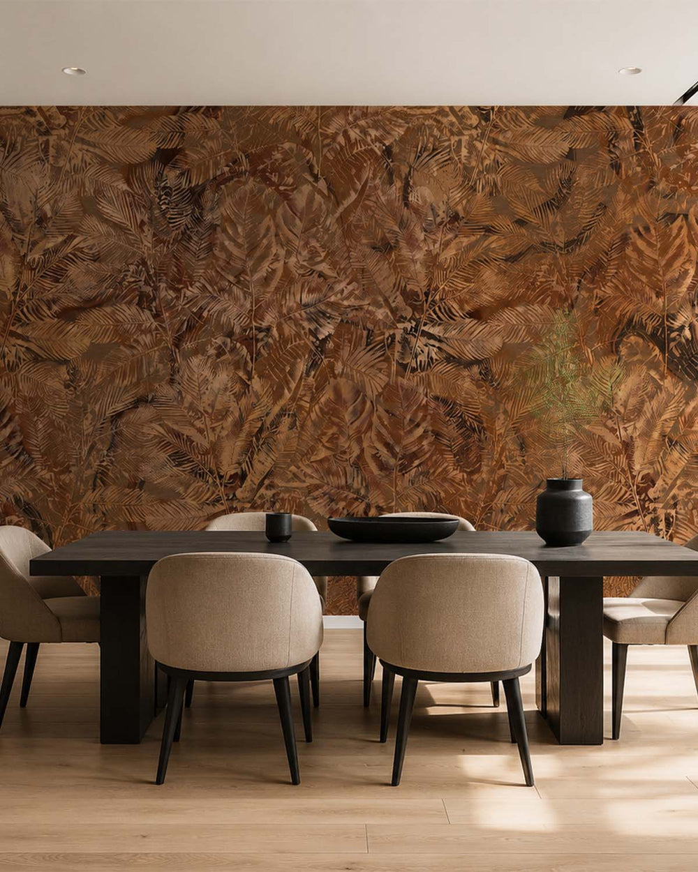 Loquat Brown Luxe Earthy Palm Abstract Mural M3103