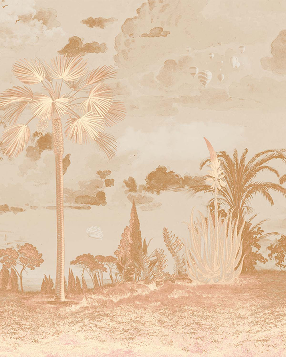 Twine Brown Vintage Tropical Oasis Mural M3106