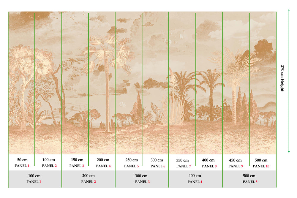 Twine Brown Vintage Tropical Oasis Mural M3106