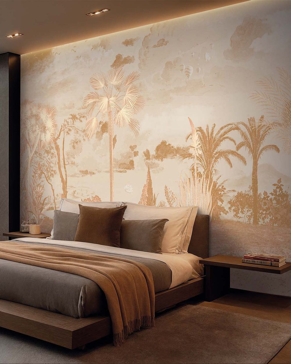 Twine Brown Vintage Tropical Oasis Mural M3106