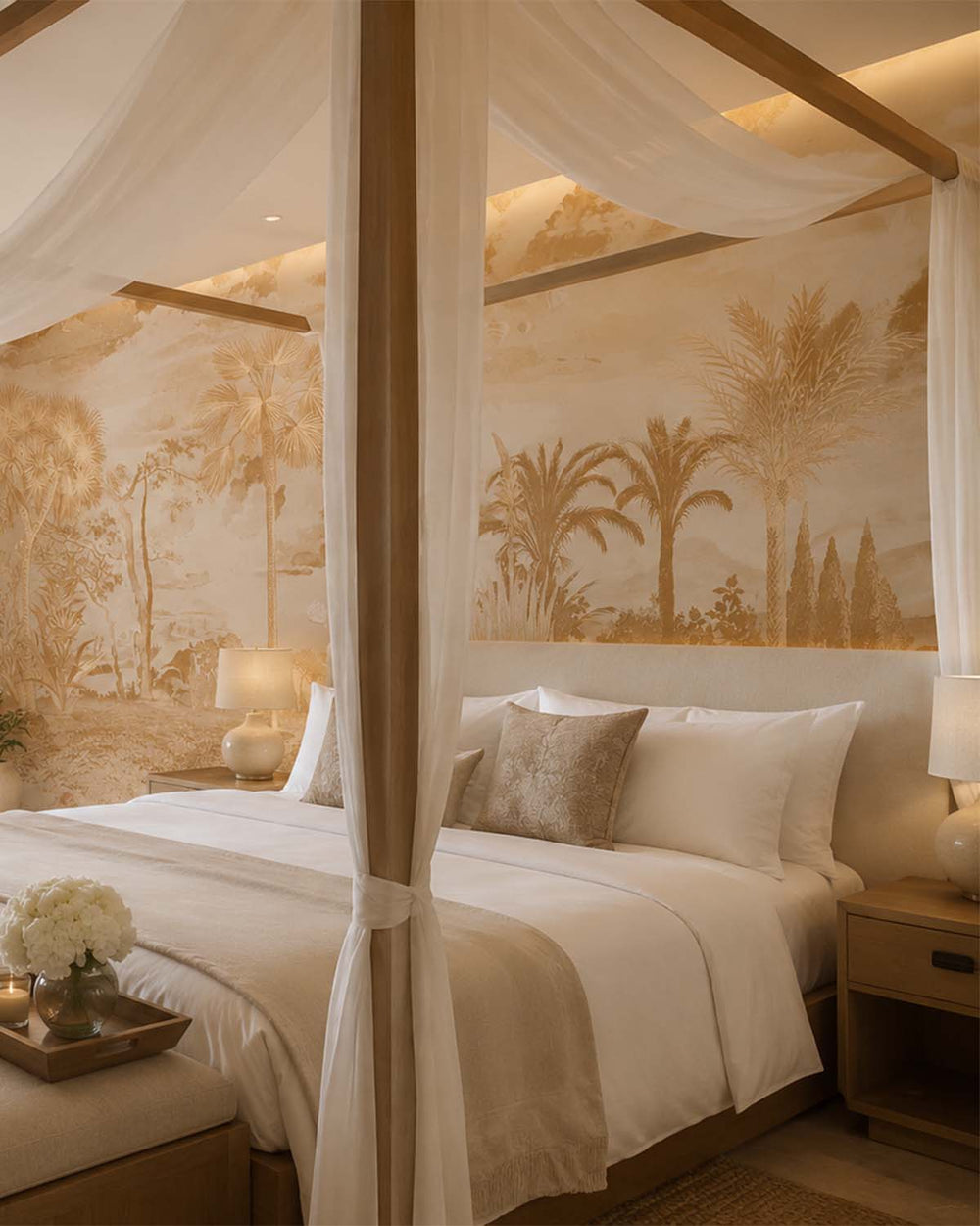Twine Brown Vintage Tropical Oasis Mural M3106