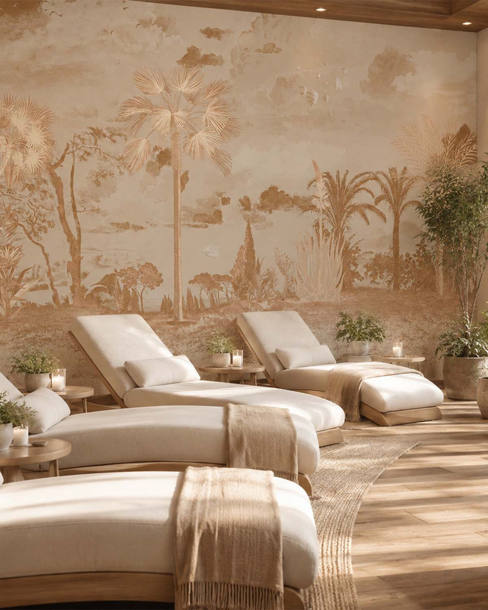 Twine Brown Vintage Tropical Oasis Mural M3106