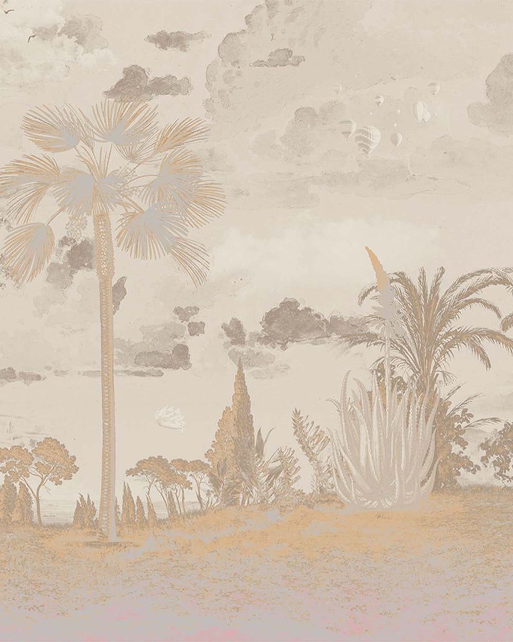 Silver Sand Vintage Tropical Oasis Mural M3107