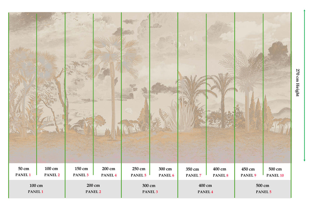 Silver Sand Vintage Tropical Oasis Mural M3107