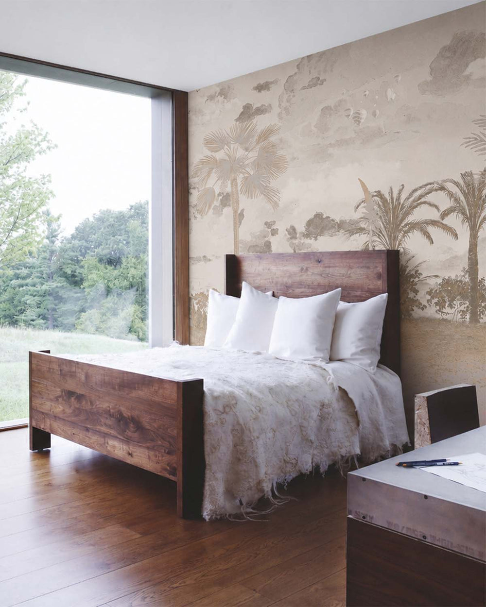 Silver Sand Vintage Tropical Oasis Mural M3107