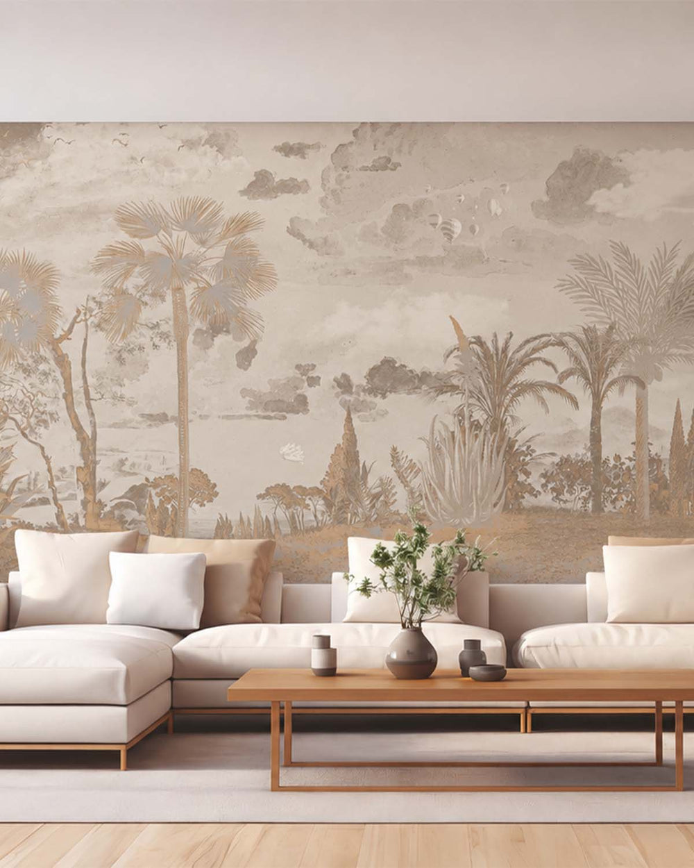 Silver Sand Vintage Tropical Oasis Mural M3107