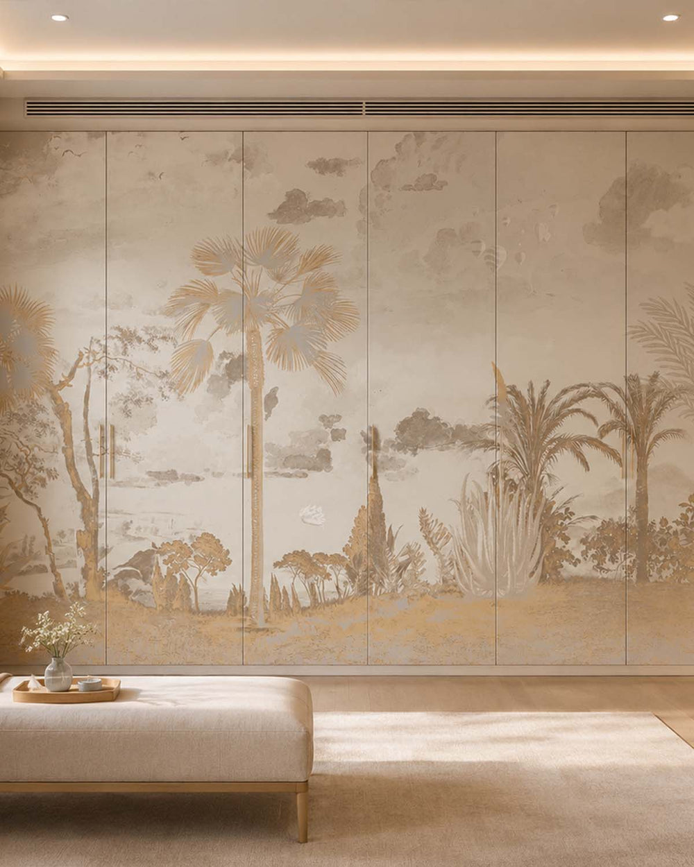Silver Sand Vintage Tropical Oasis Mural M3107