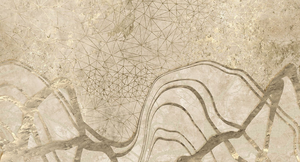 Nomadic Taupe Gilded Dune Panoramic Mural M3109
