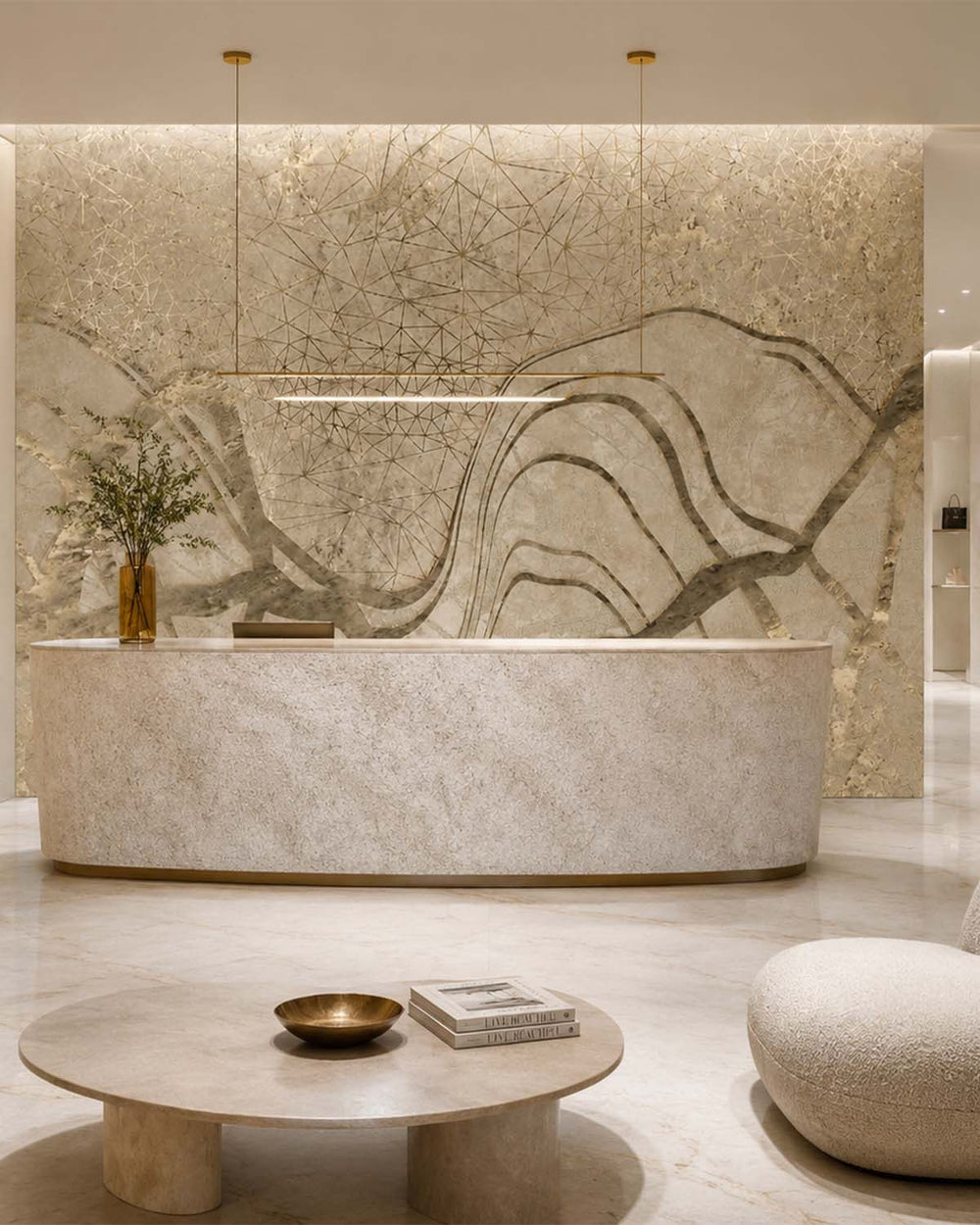 Nomadic Taupe Gilded Dune Panoramic Mural M3109
