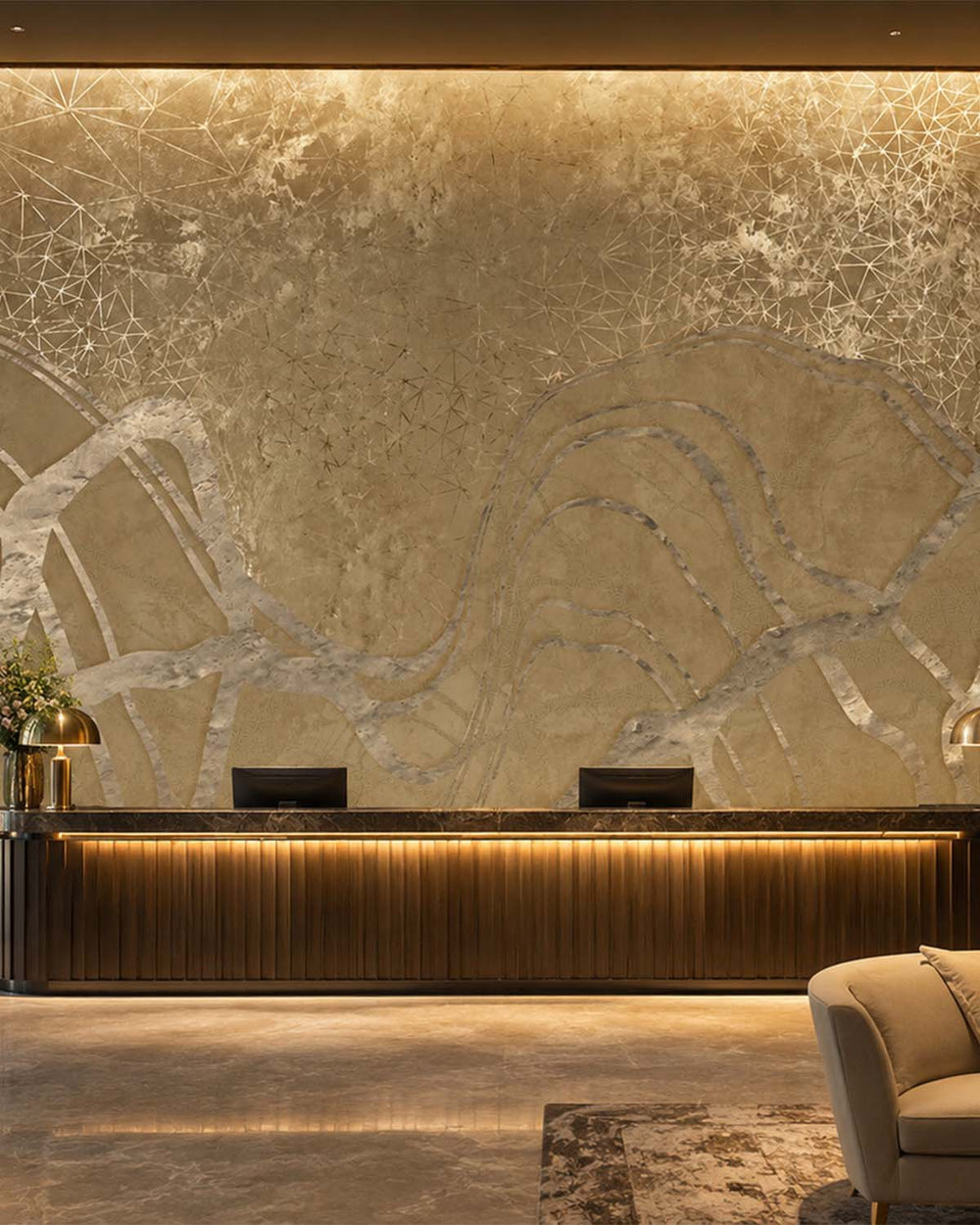 Ridgecrest Gilded Dune Panoramic Mural M3110