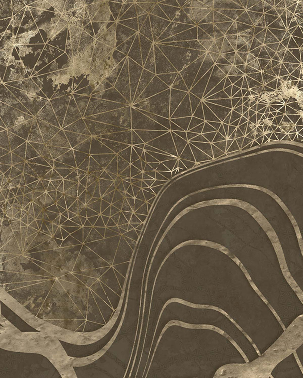 Metallic Bronze Gilded Dune Panoramic Mural M3111