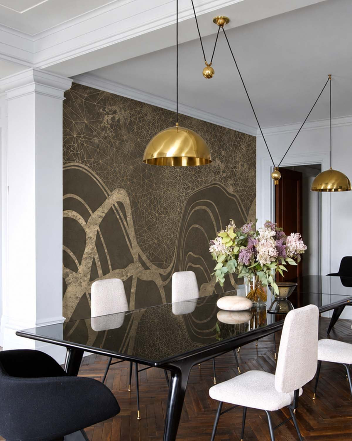 Metallic Bronze Gilded Dune Panoramic Mural M3111