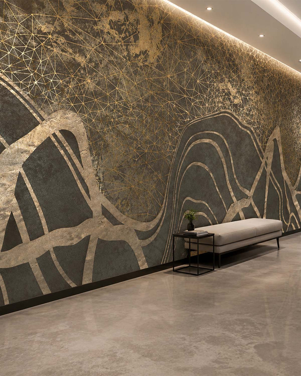 Metallic Bronze Gilded Dune Panoramic Mural M3111