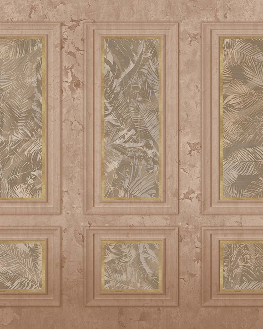 Caramel Sundae Vintage Palm & Paneled  Mural M3112
