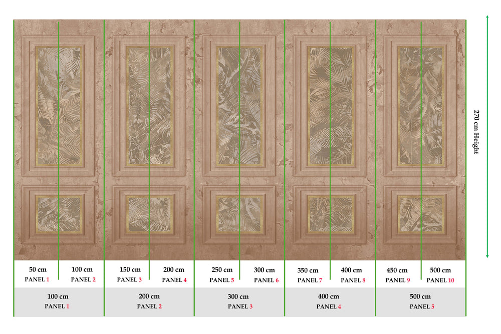 Caramel Sundae Vintage Palm & Paneled  Mural M3112