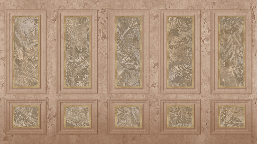 Caramel Sundae Vintage Palm & Paneled  Mural M3112