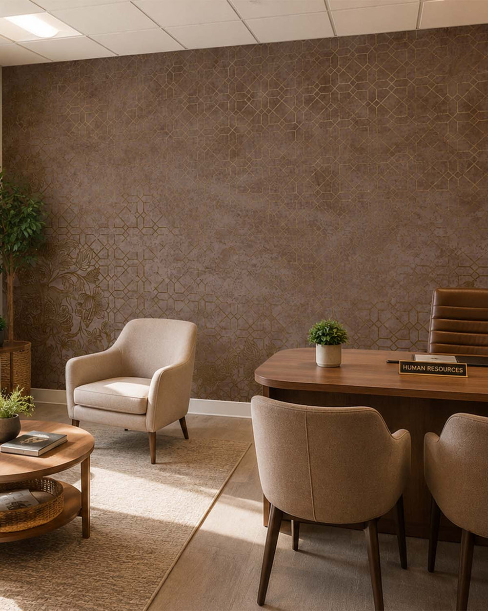 Axinite Antique Geometric & Floral Mural M3116