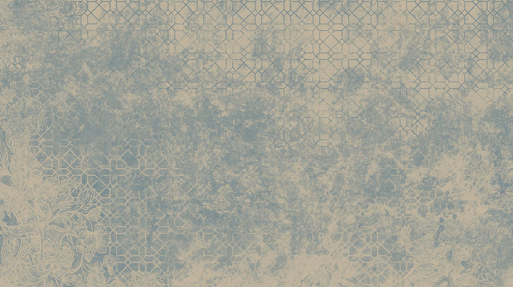 Deco Grey Antique Geometric & Floral Mural M3117