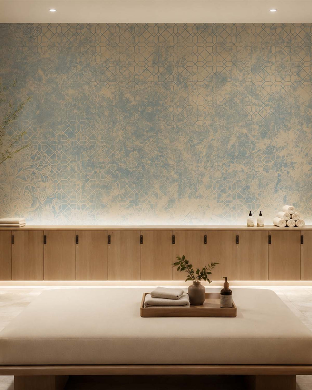 Deco Grey Antique Geometric & Floral Mural M3117