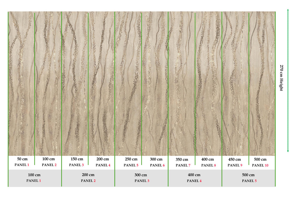 Best Beige Metallic Wavy Line Mural M3118