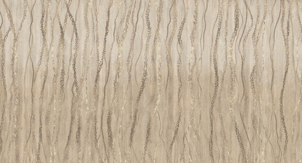 Best Beige Metallic Wavy Line Mural M3118