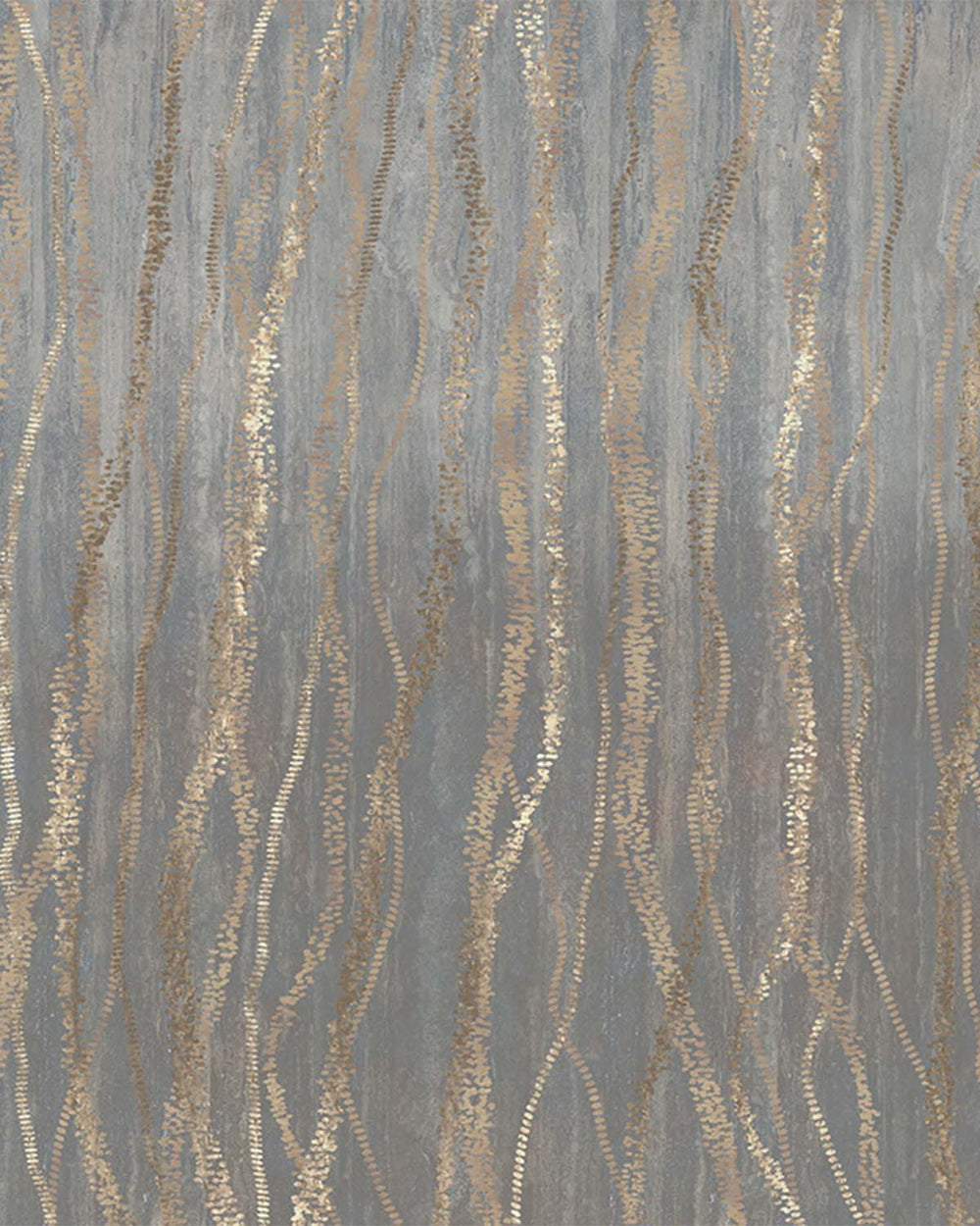 Namara Grey Metallic Wavy Line Mural M3119