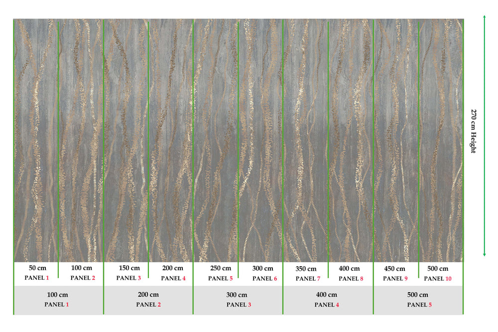 Namara Grey Metallic Wavy Line Mural M3119