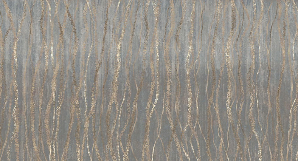 Namara Grey Metallic Wavy Line Mural M3119